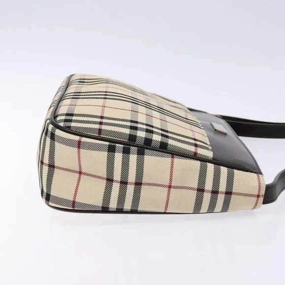 BURBERRY Nova Check Shoulder Bag Canvas Beige Silver Auth 1 - Picture 4 of 16